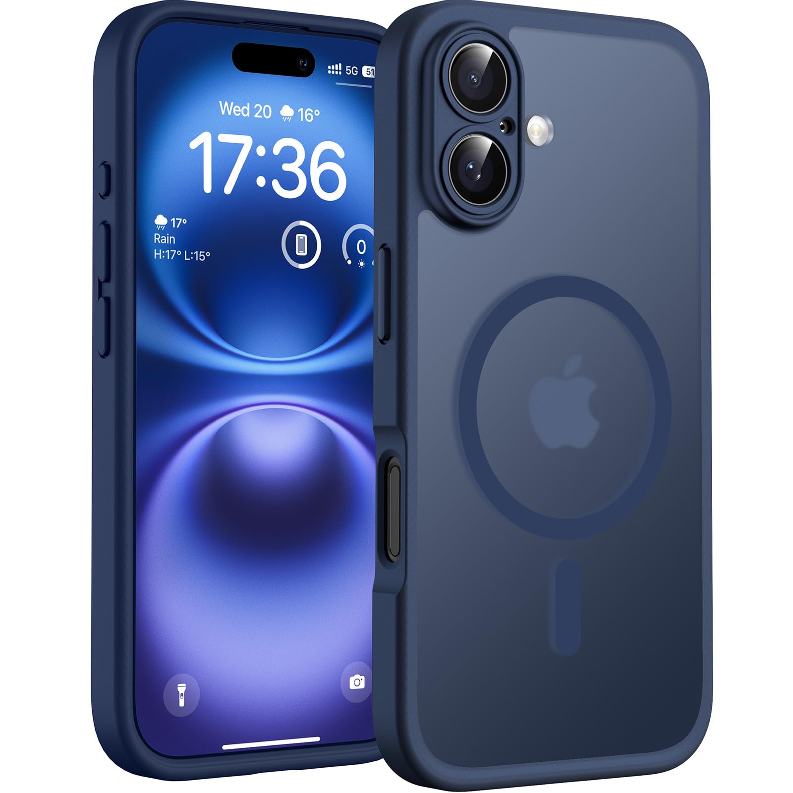TOCOL Magnetic for iPhone 15 Case 6.1-Inch, Fit for MagSafe, Upgraded [Full Camera Protection], [14FT Military Grade Shockproof] Thin Slim Frosted Translucent Matte Back Phone Cover (Black) — view 259