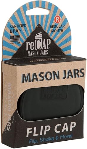 Miniatura 7 de reCAP Mason Jars Tapa FLIP Cap Boca regular Negro 4 unidades Fabricado en Estados Unidos