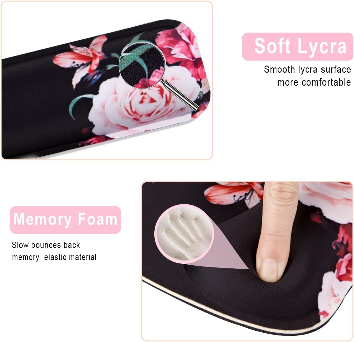 Keyboard Wrist Rest and Mouse Pad with Wrist Support, Ergonomic Memory Foam Wrist Rest for Laptop, Computer, Easy Typing & Pain Relief Perfect for Home Office Gaming-Peony Flower