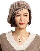 Ailaile Women's Cashmere Merino Wool Beret Beanie - Oversized Warm Winter Hat for Ultimate Comfort, Beige One Size