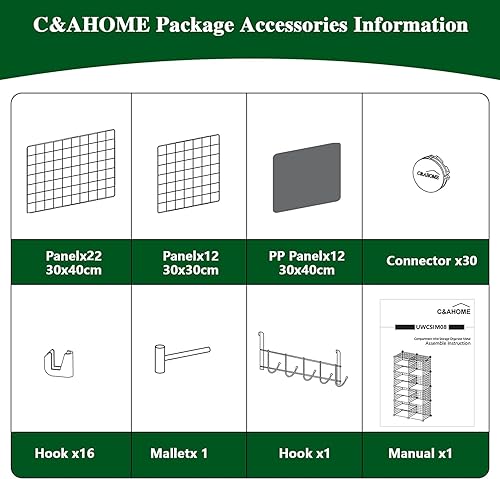 Miniatura 8 de C&AHOME Unidad de almacenamiento de cubos de alambre, organizador de alambre de metal entrelazado con diseño de divisor, gabinete modular con