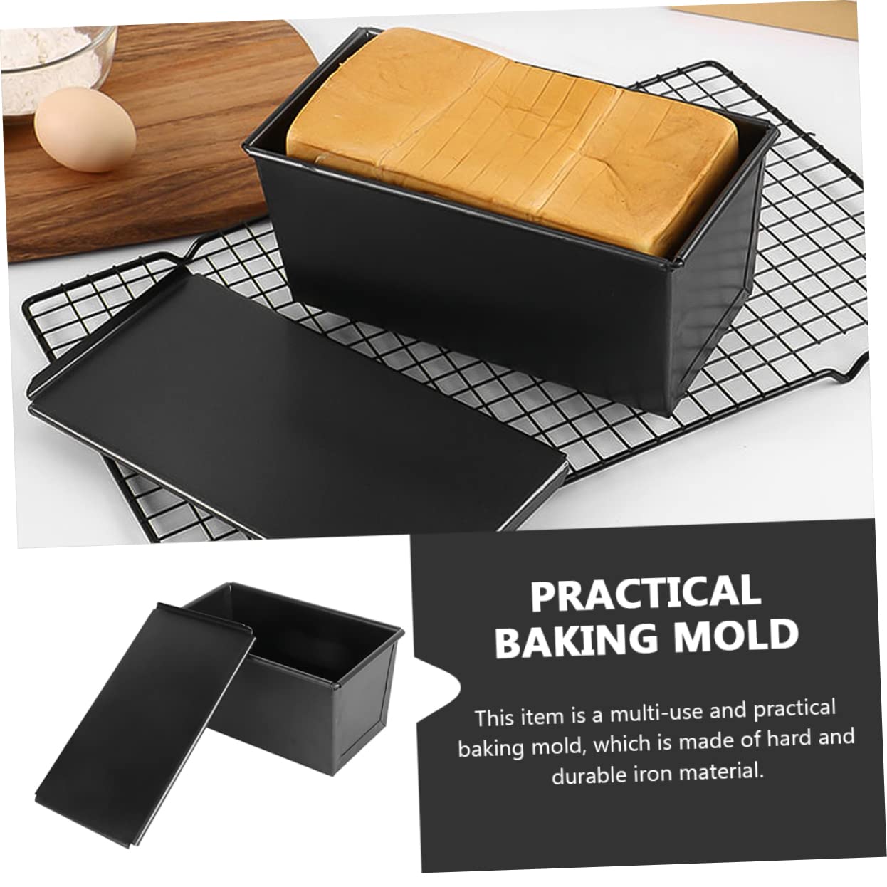 DECHOUS Brotbackform Backform zum Backen zu Hause mit Deckel Antihaftbeschichtet aus Eisen Schwarze für Toast und Kuchen für Gebäck