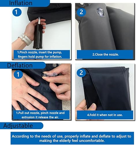 Miniatura 5 de Cojín de asiento inflable para ancianos, almohadilla cuadrada para enfermedades de decúbito para discapacitados, alivia el dolor en silla de ruedas