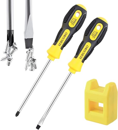 Destornillador ranurado y Phillips, PH2 destornillador de cabeza cruzada de 6 pulgadas de largo y destornillador de hoja plana, 2 paquetes de