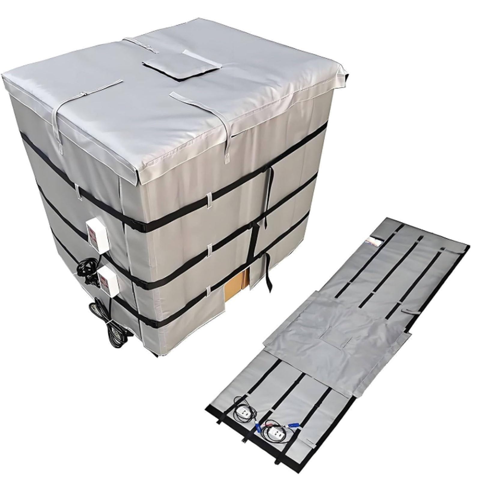 Przemysłowy koc grzewczy do beczek IBC, wodoodporny elektryczny grzejnik 2000 W/4000 W, regulowany w zakresie 0–150°C, szybkie i równomierne nagrzewanie, ognioodporny silikon Grey-1000L/275Gal