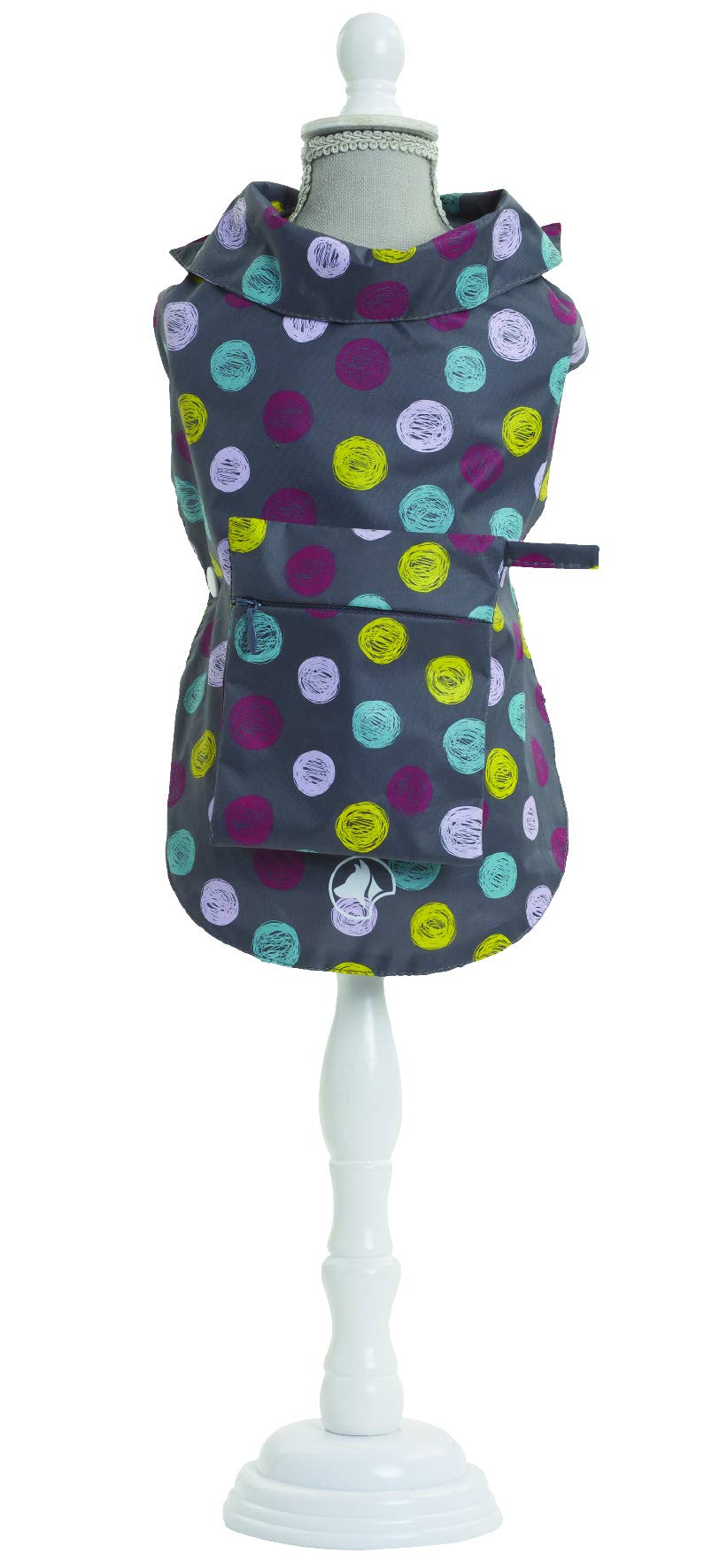 Croci Dog Raincoat Color With Printing In Rainproof Nylon, 25 cm, Grey
