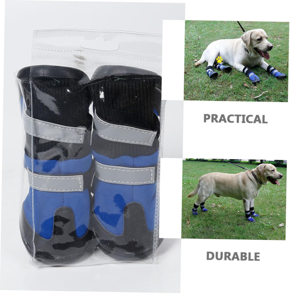 SUPVOX Lot de 4 Bottes Imperméables pour Chien Taille L, Chaussures Antidérapantes et Résistantes à L’Usure, Protège-Pattes Chaudes pour Chiens Moyens et Grands, Adaptées à L’extérieur