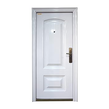 PrimeGold Doors Designer Steel Door for Home | Weather Proof Doors for Offices | Smart Doors for Hotel (Left-Side Handel, PGS-6_White_38x81x3)