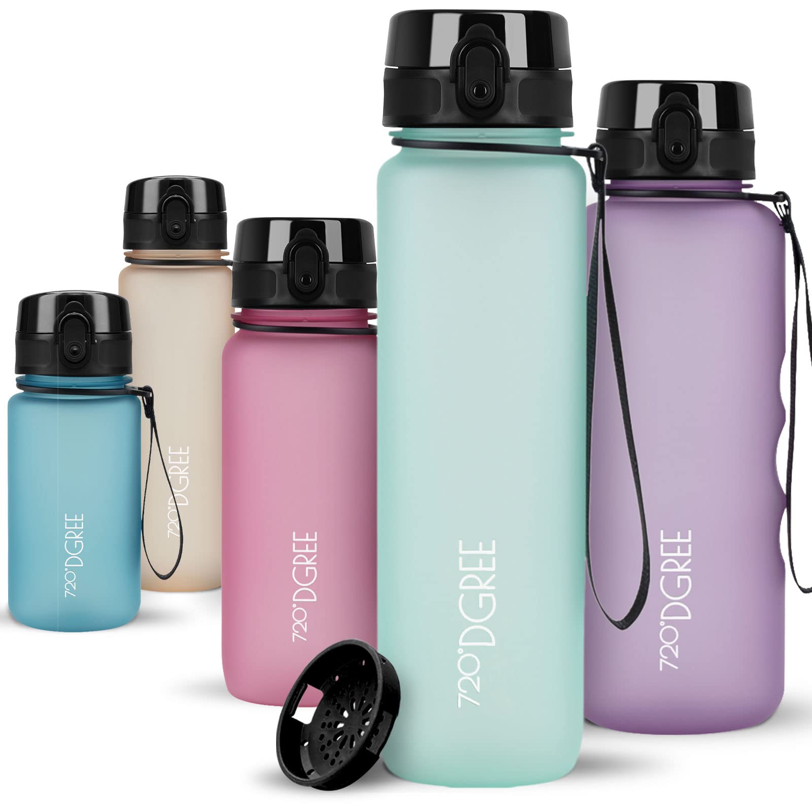 720°Dgree 10 Spring Green | Softtouch Water Bottle 650Ml “Uberbottle“ Softtouch +Sieve - Bpa-Free Tritan, Leakproof, Reusable Drinking Bottle - Sports Bottle For School, Fitness, Gym, Cycling, Travel, Office, Outdoor, Hiking