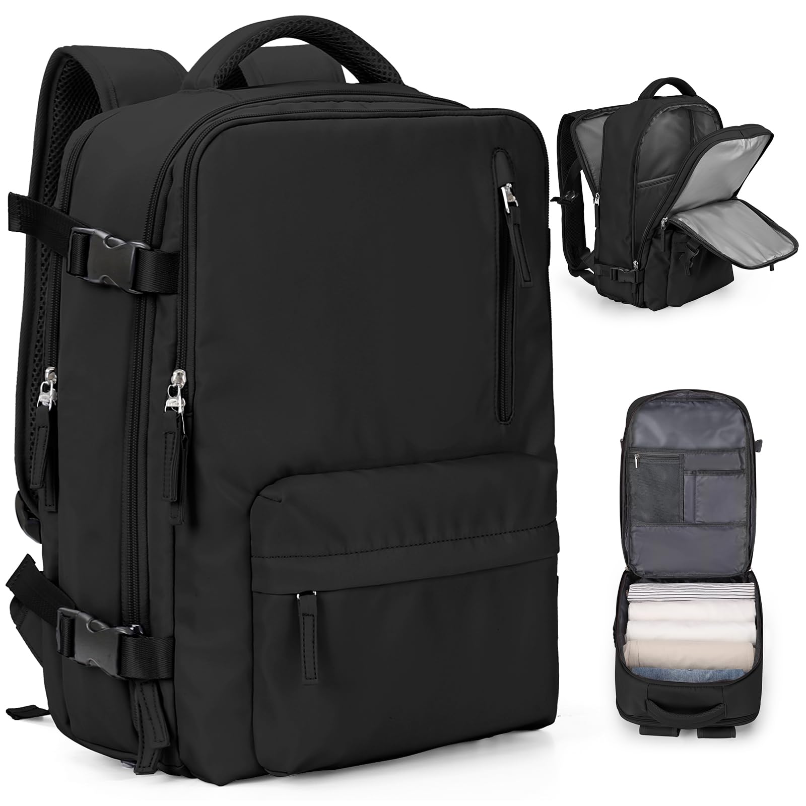 Borsa da Cabina per Ryanair 40x30x20, Bagaglio a Mano Zaino per Ryanair, Lavoro e Scuola Trekking Casual Daypack Impermeabile per laptop 14",A1-Nero