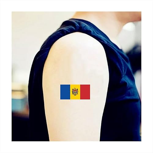 30 Sheets Moldavians Flag Temporary Tattoos Fans Face Tattoo Stickers for Adults Kids Group Activity Props