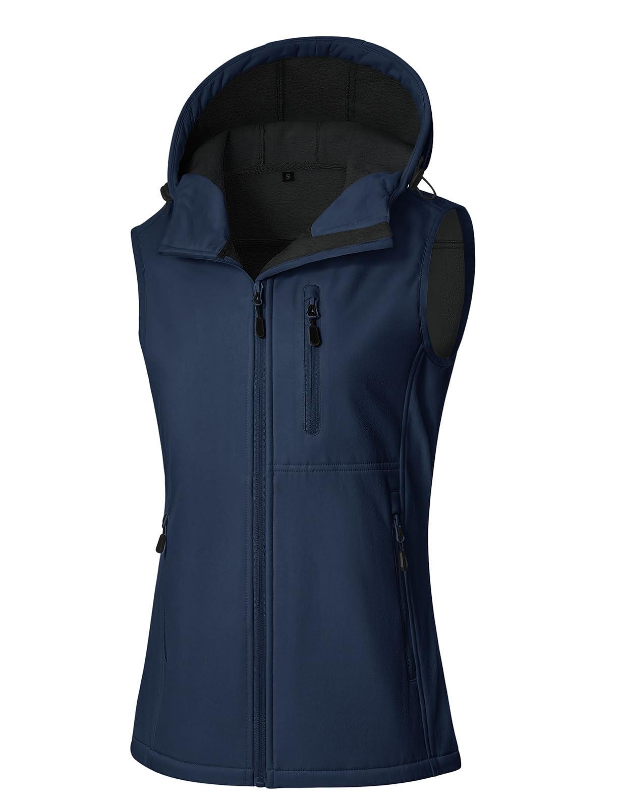 CMTOP Gilet Donna Softshell Impermeabile con Cappuccio, Fodera Leggera in Pile Smanicato Gilet, Antivento Sportivo Giacca Senza Maniche con Tasca per Primaverile Autunno Invernale