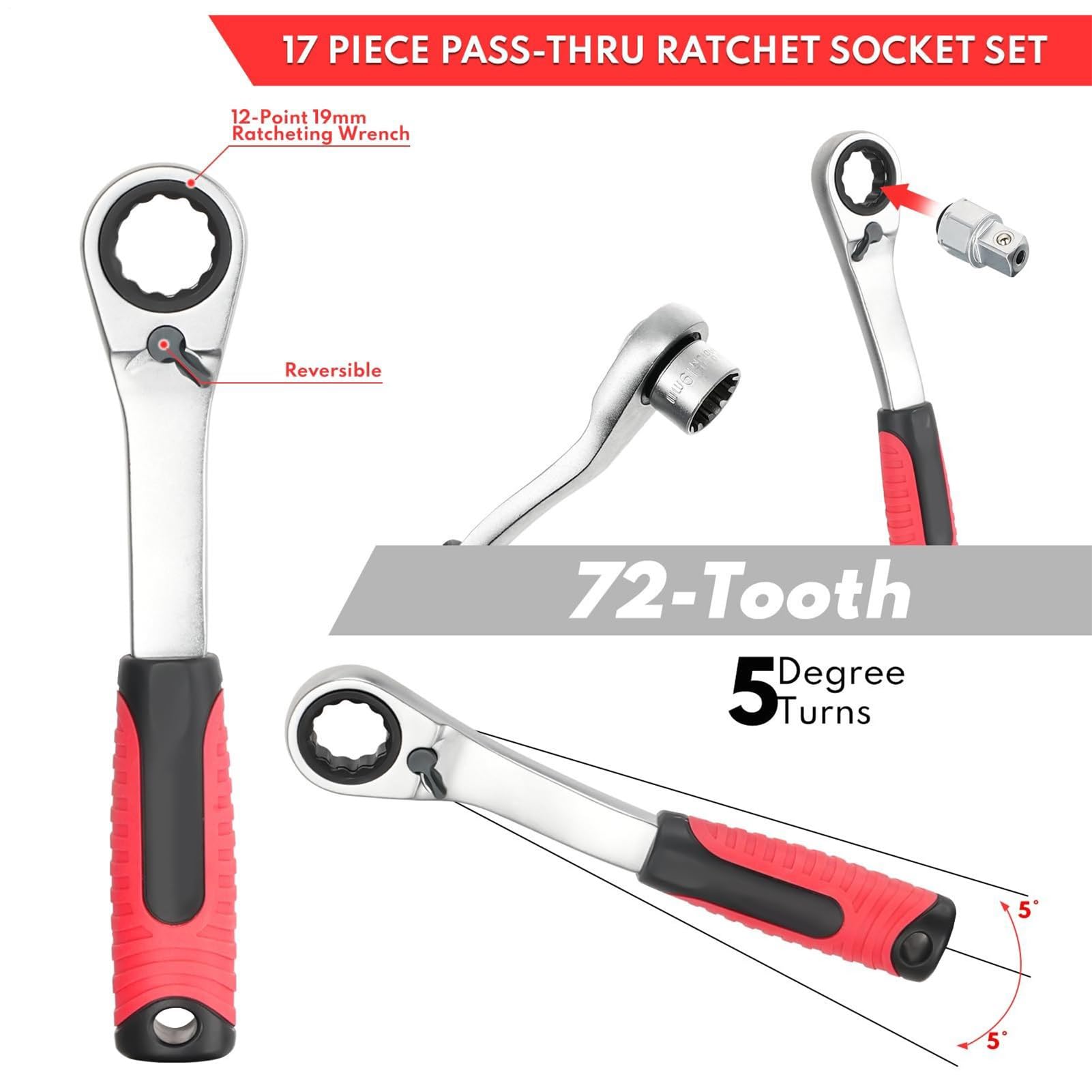 Set Bussole A Cricchetto Kit Attrezzi Manuali Compatto Portatile | Kit Attrezzi Meccanici per Manutenzione Veicoli, Riparazione Elettrodomestici, Lavori Idraulici, Installazione Tubazioni e