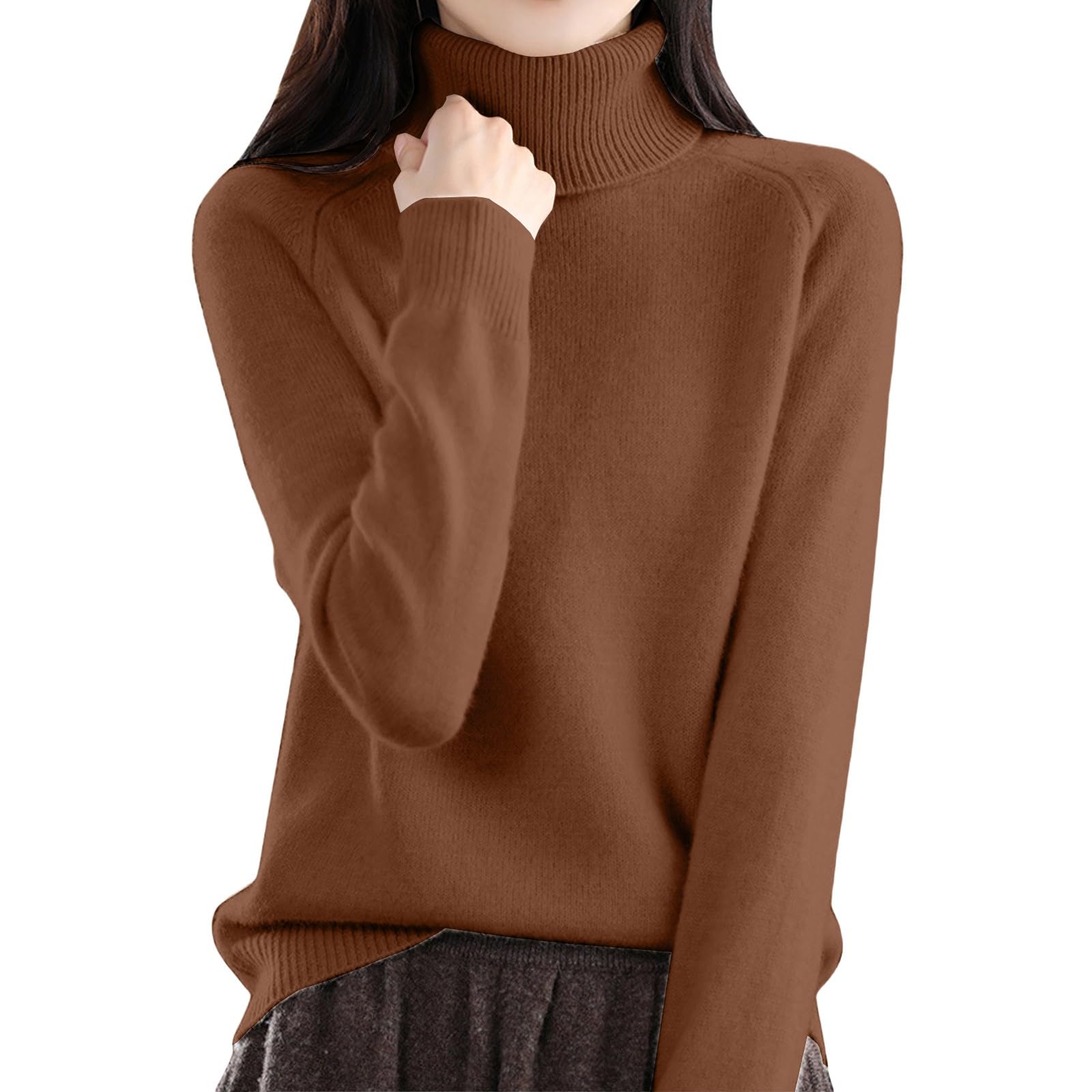 Turtleneck Cashmere Sweaters for Women Long Sleeve Loose Fit Cozy Pullover Sweaters Cute Casaul Fall Winter 2025