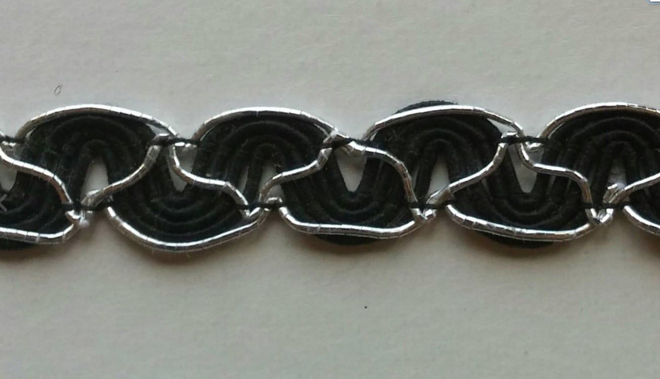 1/2" Braid Gimp Trimming with Metallic - 18 Yards - Color Options! (Black/Silver)