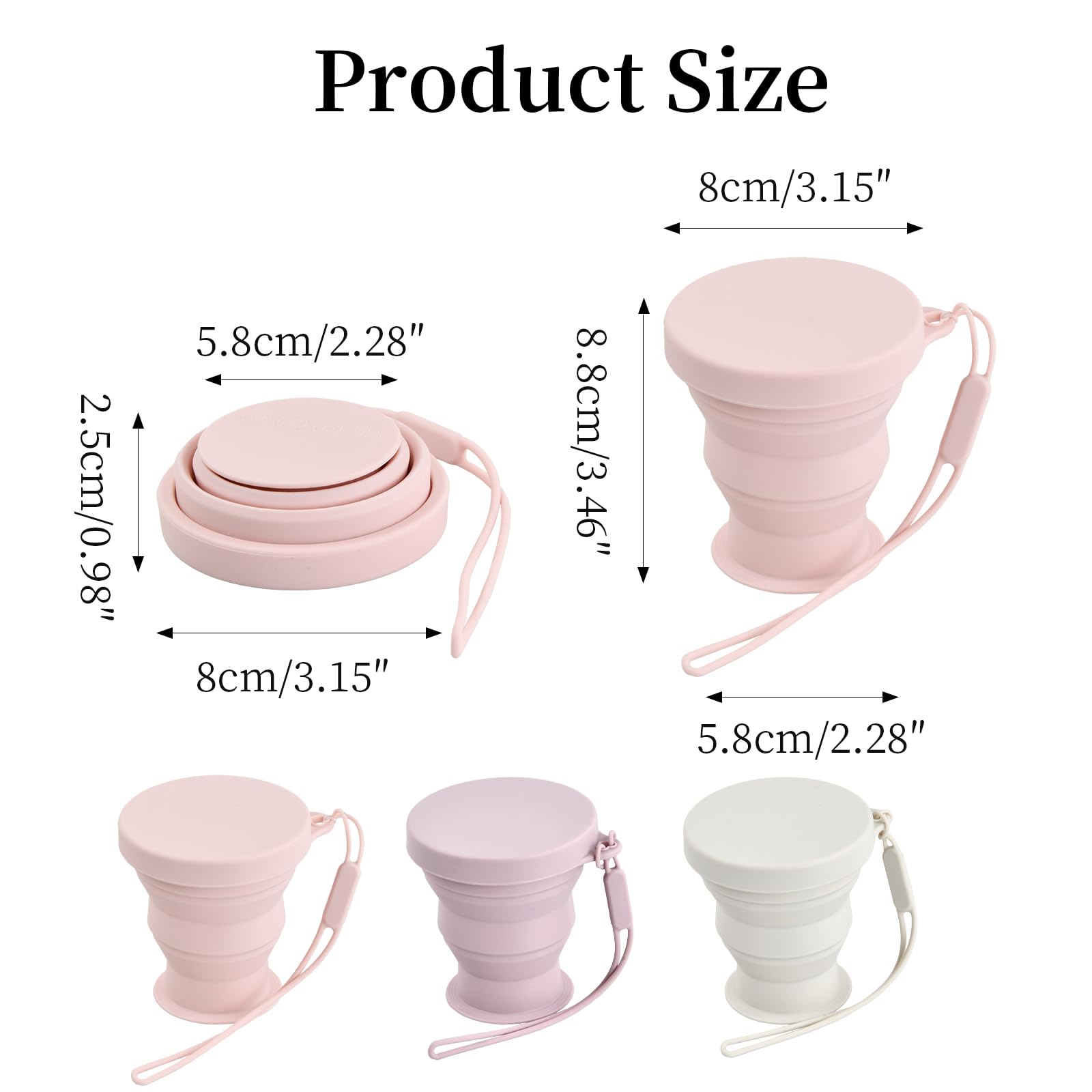 3 Pezzi Coppa di Viaggio Tazze di Silicone Pieghevole 180ml Tazza Caffe Tazza d'Acqua Pieghevole Riutilizzabile con Coperchio di Sigillatura per Outdoor, Campeggio, Escursionismo