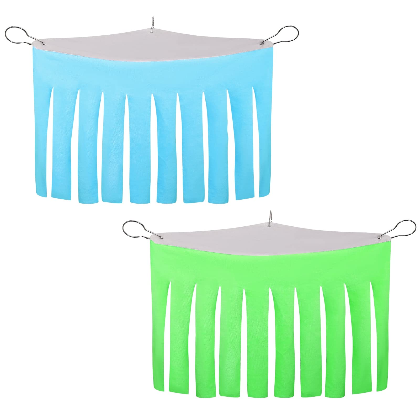 2 Packs Guinea Pig Hideout Corner Hideaway Hammock Corner, Fabric Forest Curtain Hideouts for Small Animals, Hammock Hanging Bed Corner for Hamster Guinea Pig Squirrel Rabbit(Blue+Green)