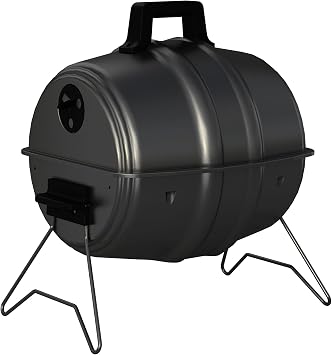 Americana Grills Keg A Que Charcoal BBQ Grill, Portable Outdoor Barbecue with Durable Powder Coated Hood and Bowl, 186 Square Inch Cooking Area, Black