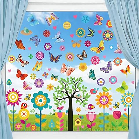 FullJoyHut Pegatinas de ventana de Primavera Grande Cover