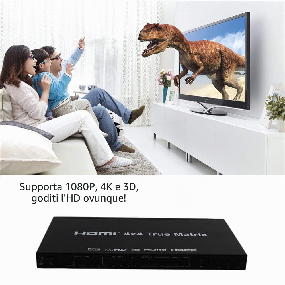 HDMI Matrix Switcher 4X4 4Kx2K 4 Ingresso 4 Uscita HDMI Splitter Matrix Supporto 4x4 IR Romote Control 4K HDMI 1.4 v Matrix Switcher Box Full HD 1080P 3D