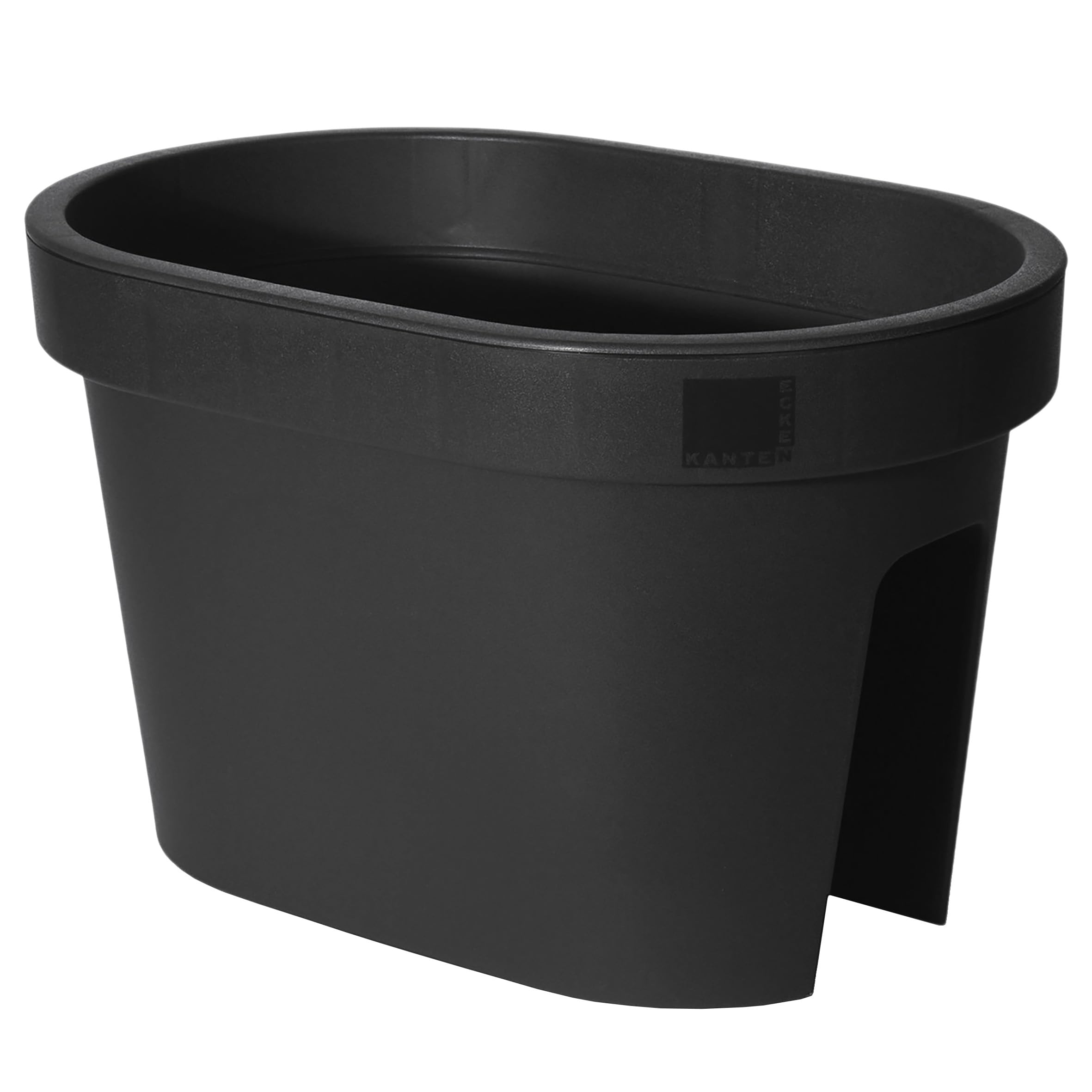 Spetebo Balkon Geländer Blumentopf in anthrazit - 40 cm x 26 cm - Pflanztopf Blumenkübel Geländertopf oval