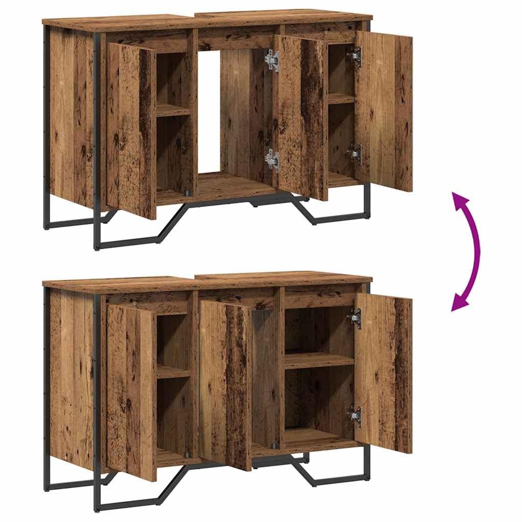 vidaXL Gabinete de Lavabo Otro con Puerta Madera Vieja 91 x 35 x 60 cm, Armario de Baño, Vanity Moderna con Cajones, Rectangular, Resistente, Diseño Funcional, Ahorra Espacio en Casa