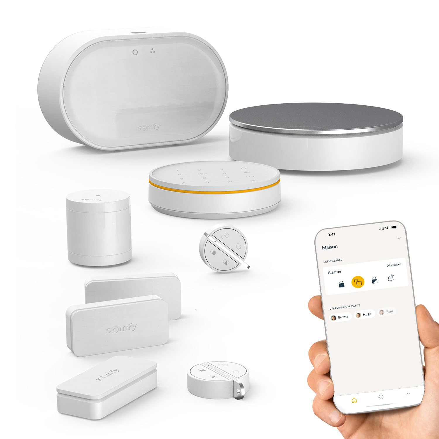 Somfy Home Alarm Advanced - Système d'alarme sans fil WiFi avec détecteurs IntelliTAG et sirène intérieure