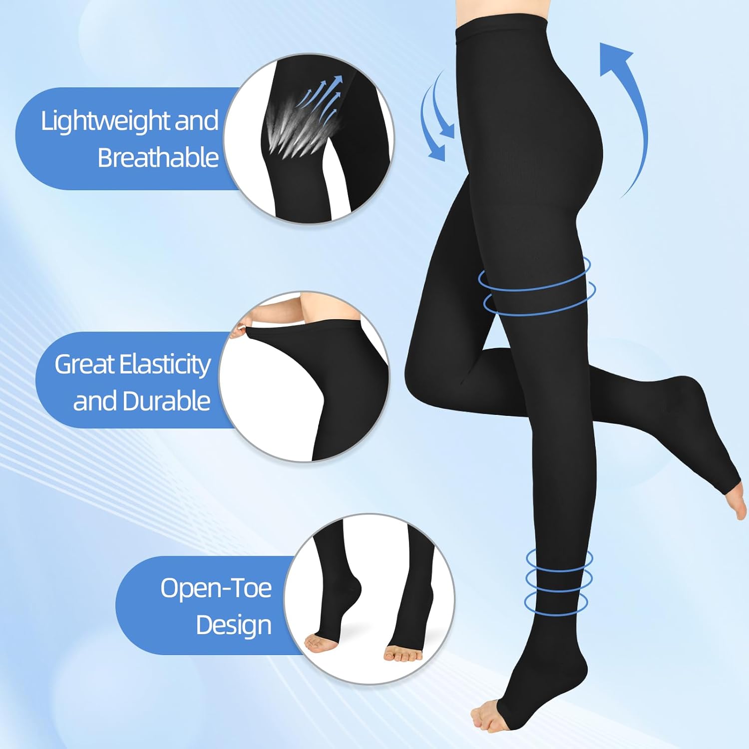 Compression Pantyhose for Women & Men, Medical Graduated Compression Stockings, Compression Tights - Image 5