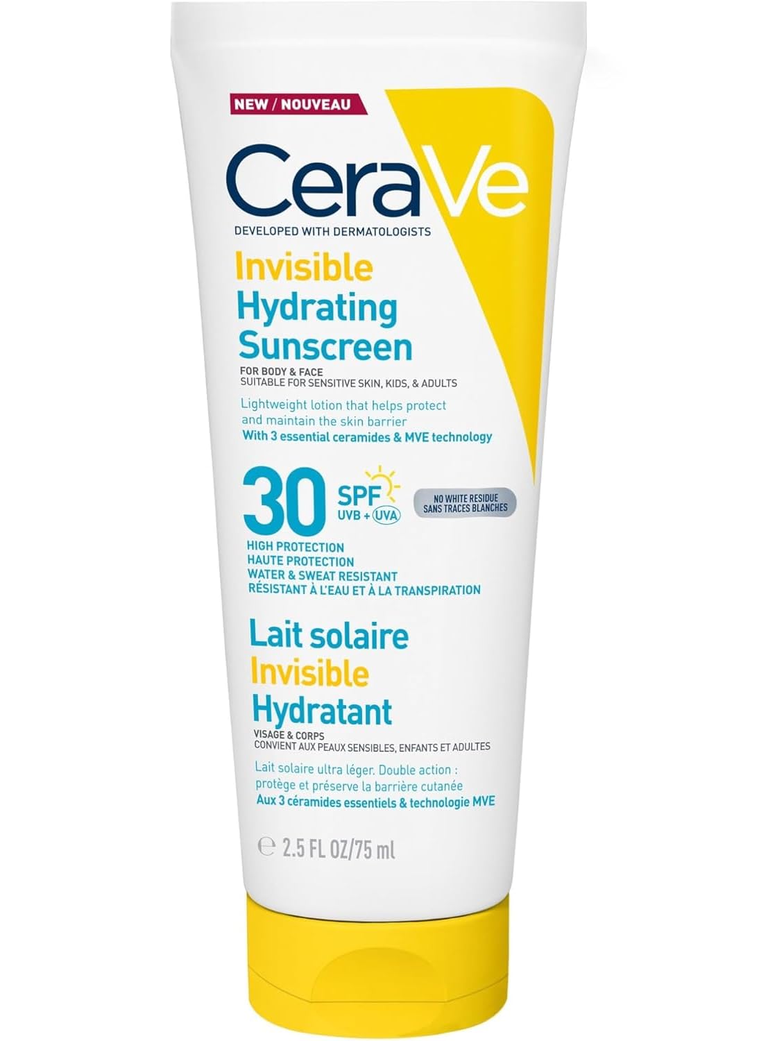 Cerave Cream/White Invisible Hydrating Sunscreen Spf 30 75Ml