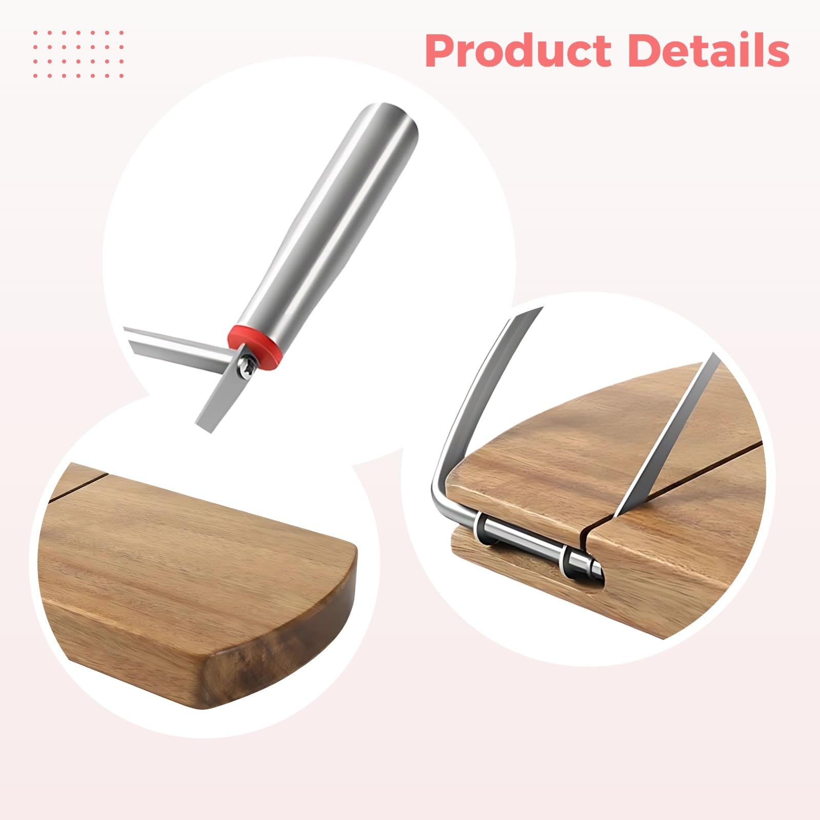 Käsehobel aus Akazienholz mit ergonomischem Griff und rutschfestem Boden, Metallschneider für Käse, Schinken, Obst, inklusive Geschenkbox