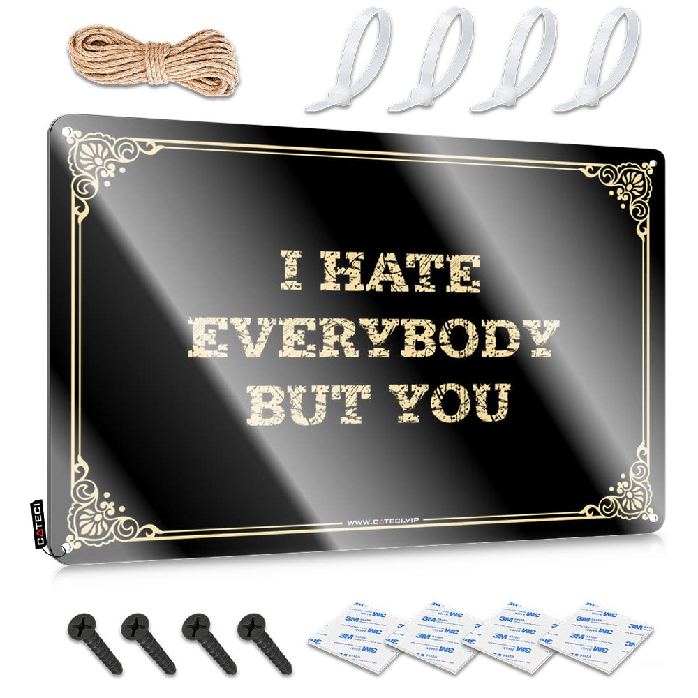 MGHTLCCME Bbq Signs Outdoor I Hate Everybody But You Tin Sign Funny Bar Decor Small Metal Tin(20X30CM)
