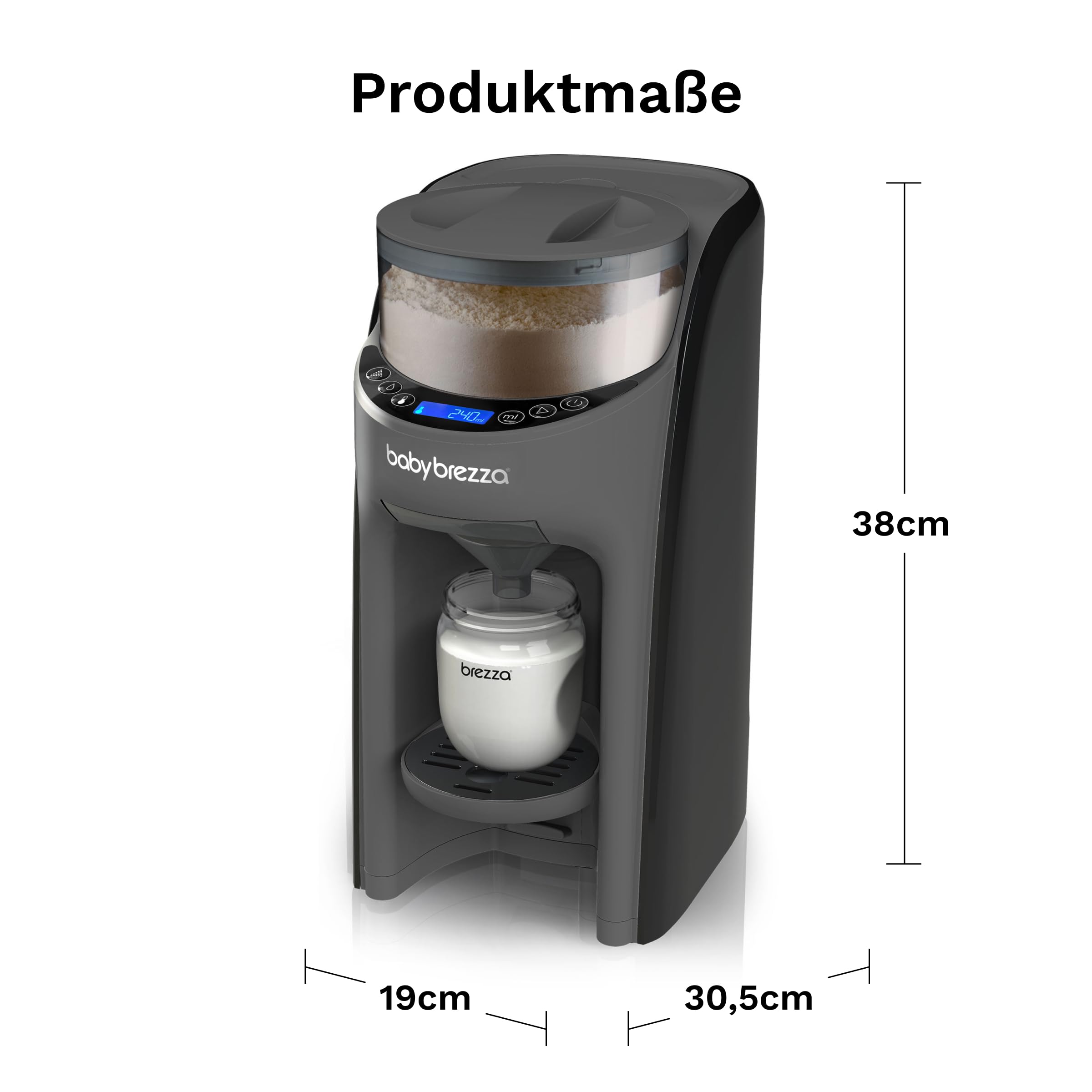 Baby Brezza Formula Pro Advanced Automatischer Flaschenzubereiter, 3 Temperaturen, BPA-frei, Charcoal Grau