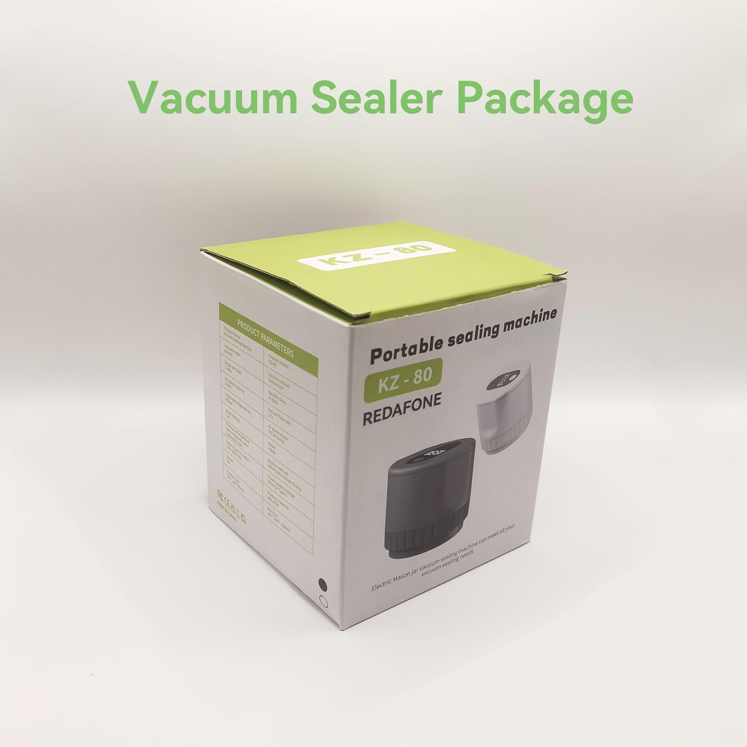 Product packaging for the REDAFONE Electric Mason Jar Vacuum Sealer