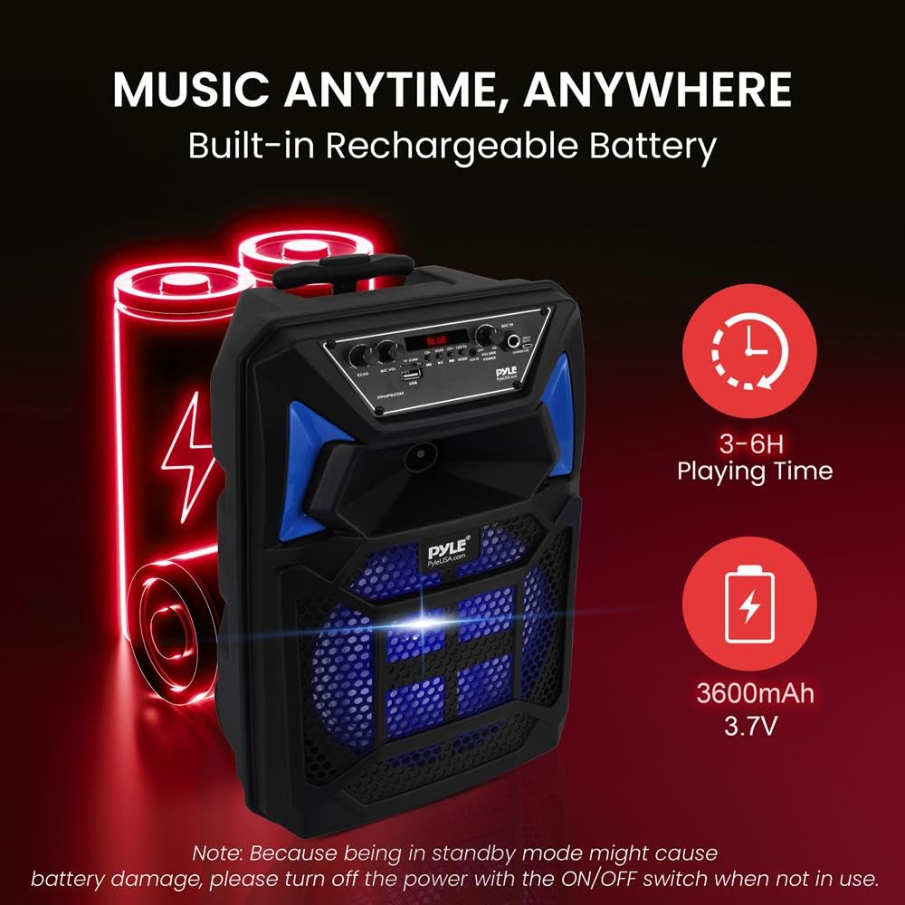 Portable Bluetooth PA Lautsprecher System – 400W Outdoor Bluetooth Lautsprecher Portable PA System mit Fernbedienung, Mikrofon, Mikrofoneingang, Partylichter, MP3/USB SD-Kartenleser, FM Radio