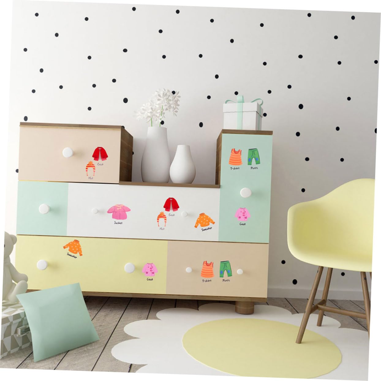 Kisangel 8sets Adesivi Per Classificazione Abbigliamento Decalcomanie Per Etichette Per Organizzazione Facile Applicazione e Rimozione Decorazione Per Camera