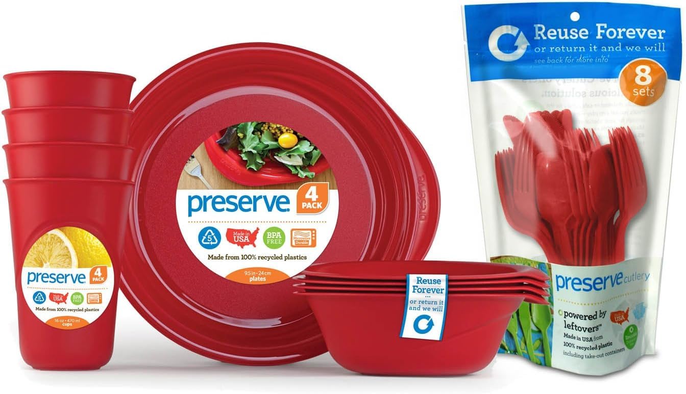 Preserve Everyday Tableware Set with Cutlery, Pepper Red