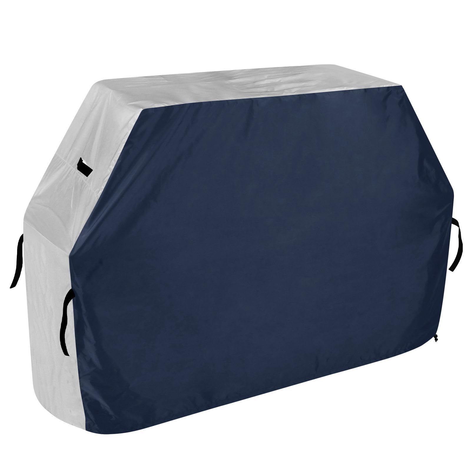 Cubierta impermeable para parrilla de barbacoa, a prueba de polvo, revestimiento plateado anti-UV, protección de parrilla de gas resistente, accesorios de barbacoa al aire libre azul marino