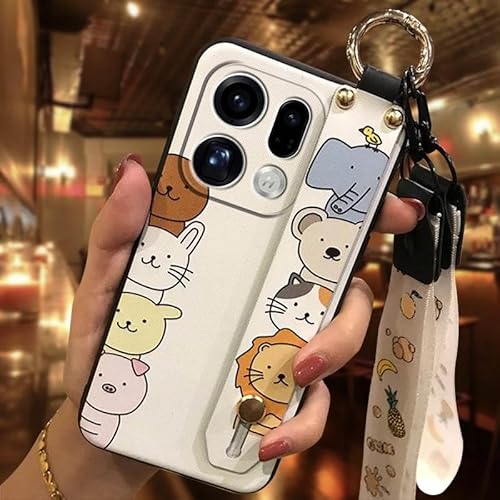 Phone Case Compatible with OPPO Find X9 Pro, cell phone cover Cartoon Cute Dirt-resistant Lanyard Kickstand Wristband Silicone S