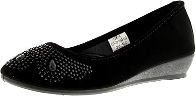 Nuevo Mujer Negros SIN Cierres Zapatos De Cuña con Diamante Detalle Negro -  GB Tallas de 3-9 : Amazon.es: Zapatos y complementos