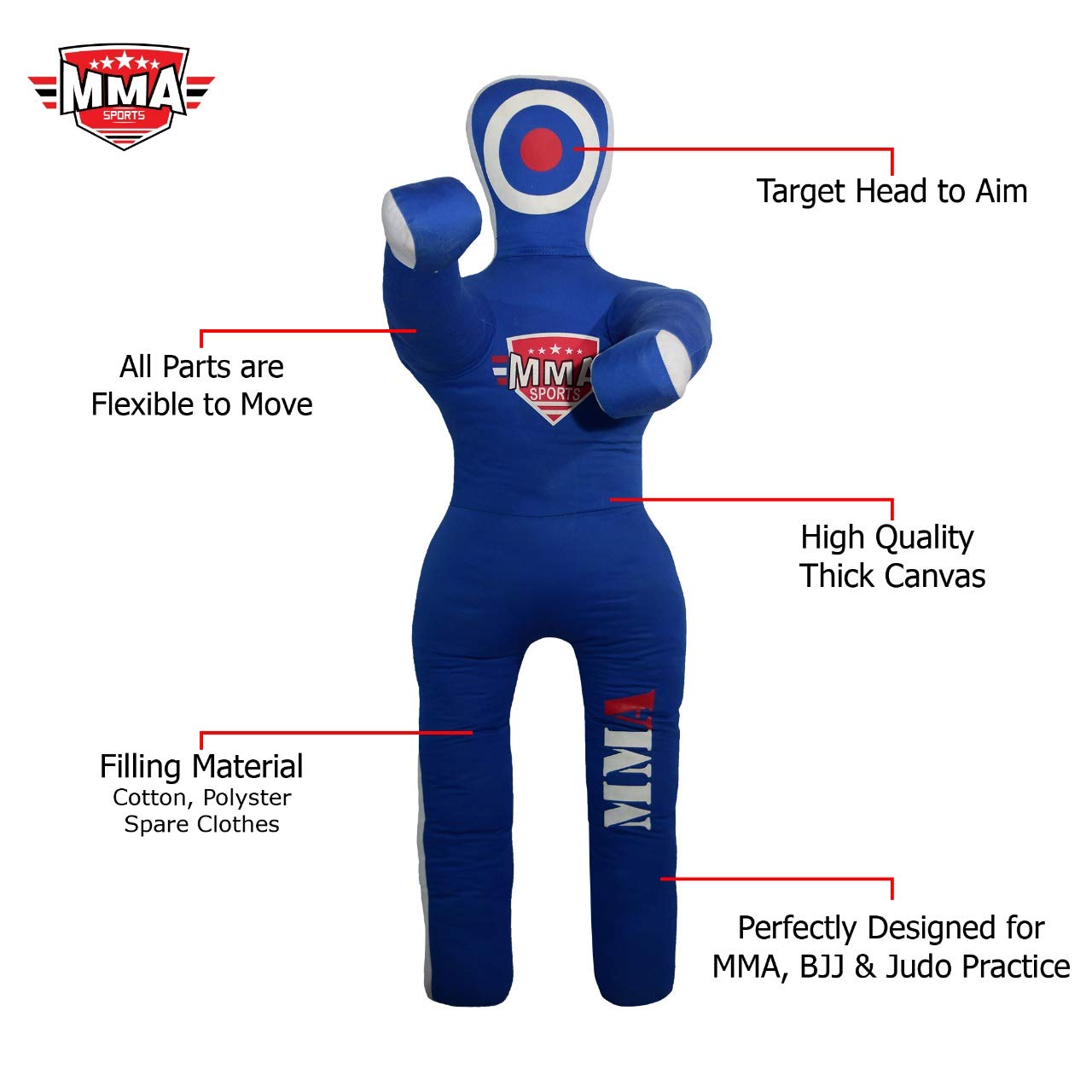 Mannequin De Combat MMA Pour Enfants – Toile Non Remplie, Bras Et Jambes Mobiles, Pour Grappling Et Boxe