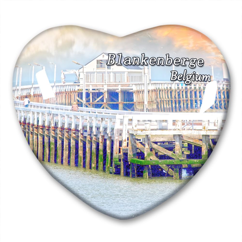 Belgium Blankenberge Fridge Magnet Refrigerator Stickers Decorative Travel Souvenir Heart-shaped Glass