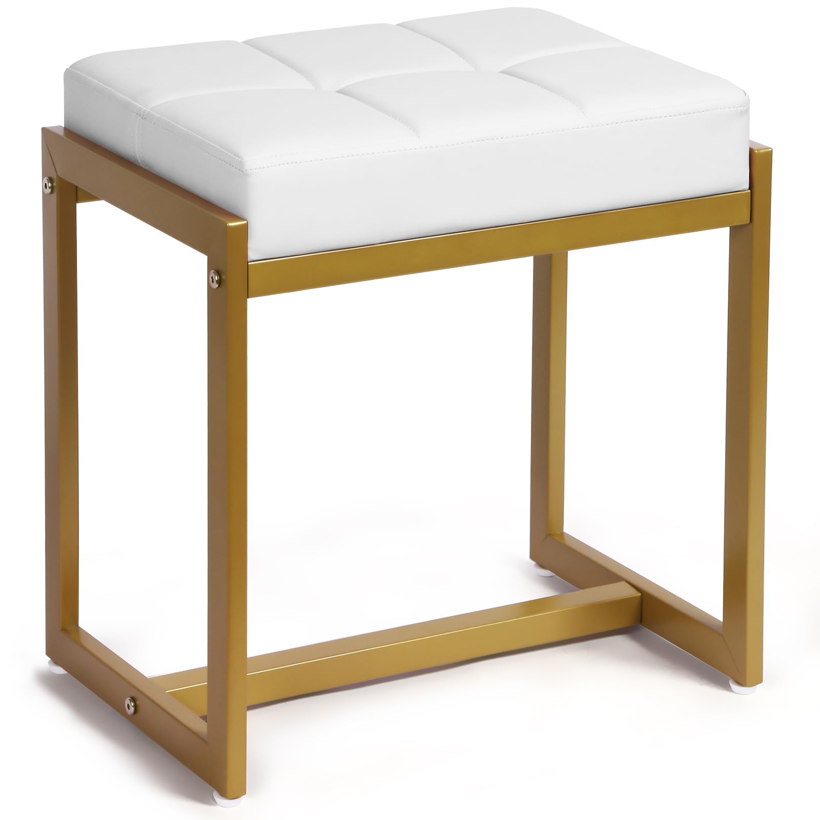 HYCFYJR Taburete De Maquillaje Con Patas De Metal, Pequeño Taburete De Maquillaje De Cuero Sintético, Asiento Rectangular Otomano Reposapiés Para Vanidad, Sala De Estar, Dormitorio, Entrada