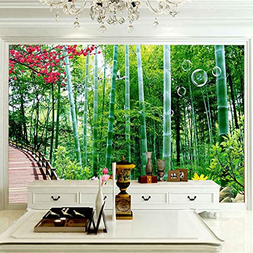 Autocollant mural papier peint canevas 3D paysage bambou vert moderne