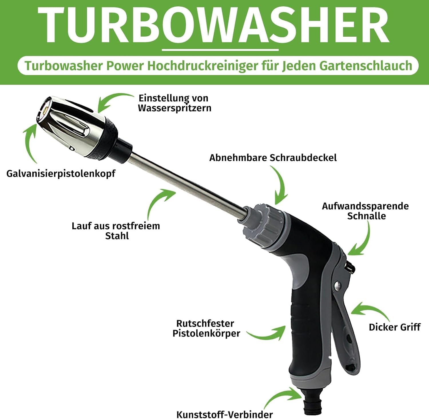 Jetteryx Hochdruckpistole Original,Hochdruckreiniger Für Jeden Gartenschlauch (B)