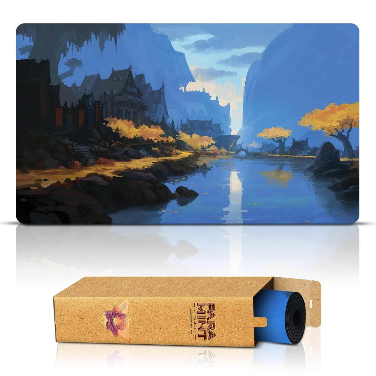 Paramint Fisherman's Village (Stitched) - MTG Playmat by Andreas Rocha - Compatible for Magic The Gathering Playmat - Play MTG, YuGiOh, Pokemon, TCG - Original Play Mat Art Designs & Accessories