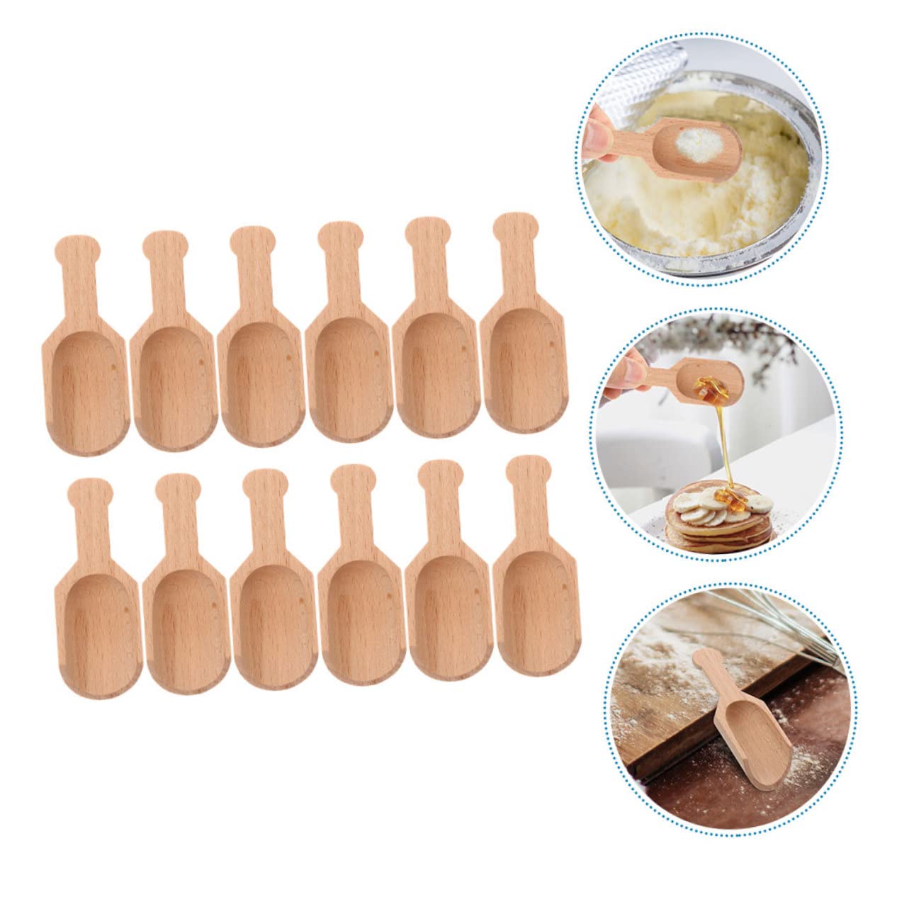 Amosfun 48 Pz Piccolo cucchiaio di legno di faggio palettine caffe palette per caffe Cucchiai da caffetteria cooker Cucchiai da casa mini per scodelle da bucato palline di sale pale da tè