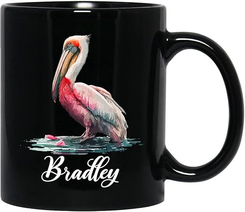 Taza de café Pelican personalizada de 11 onzas y 15 onzas, taza de café negra de animales pelícanos, regalo para hombres, mujeres, amantes de los