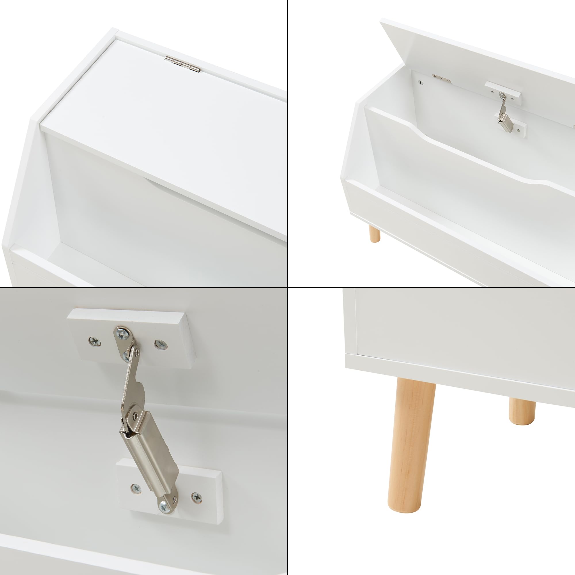 [en.casa] Caja de Almacenamiento de Juguetes Aavanrar Baúl Almacenaje Organizador de Juguetes con Tapa Abatible y Compartimento de Almacenamiento Abierto MDF 60 x 30 x 43 cm - Blanco