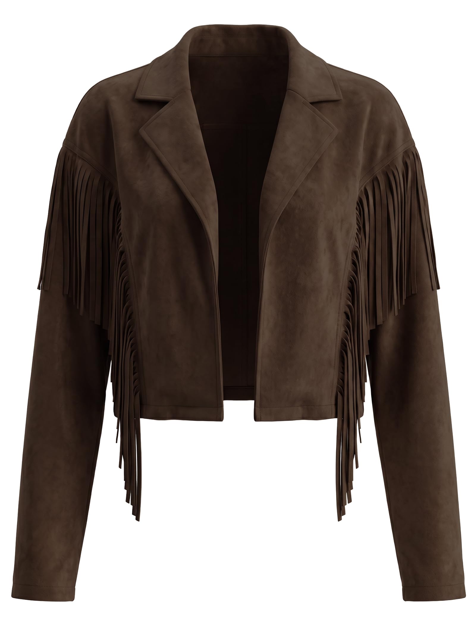 IDOPIP Bomber da donna in finta pelle scamosciata, con frange, stile