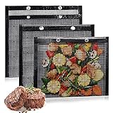 BBQ Mesh Grill Bags for Outdoor Grill Reusable, 3 PCS Non-Stick Barbecue Bags for Charcoal Gas Electric Grills Smokers BBQ Veggie Grill Bags for Cooking Vegetables Grilling Bag Pouches Heat-Resistant